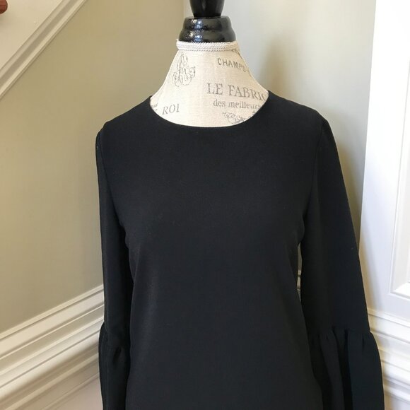 Charlotte Brody Bell Flare Sleeve Blouse Shirt Top Womens Small Black Crew Neck - Picture 3 of 10